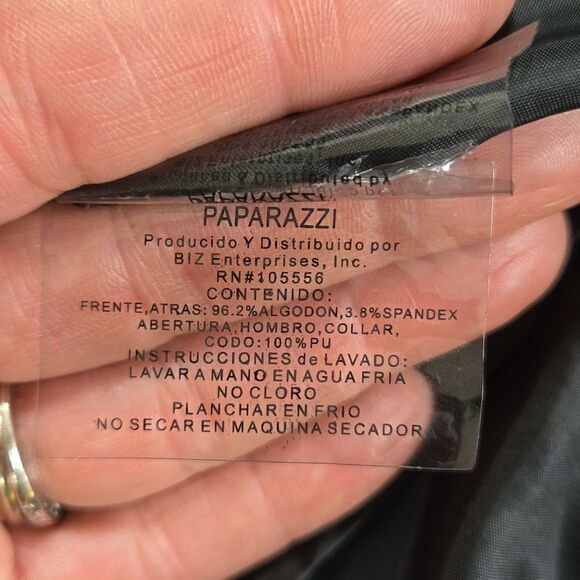 PAPARAZZI BY BIZ JEAN JACKET WITH BLACK FAUX LEATHER TRIM, SIZE MEDIUM - Picture 12 of 13